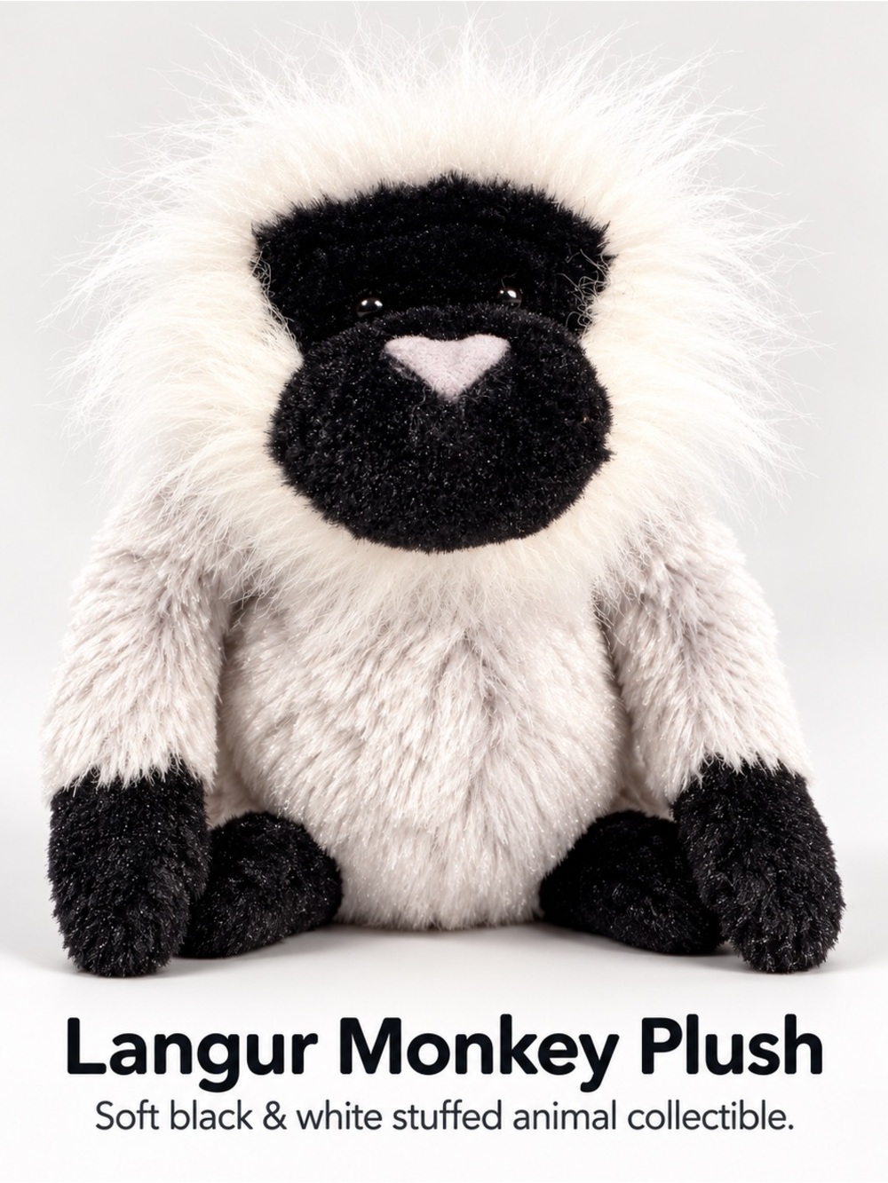 Webkinz Plush Langur Monkey Soft Black and White Stuffed Animal